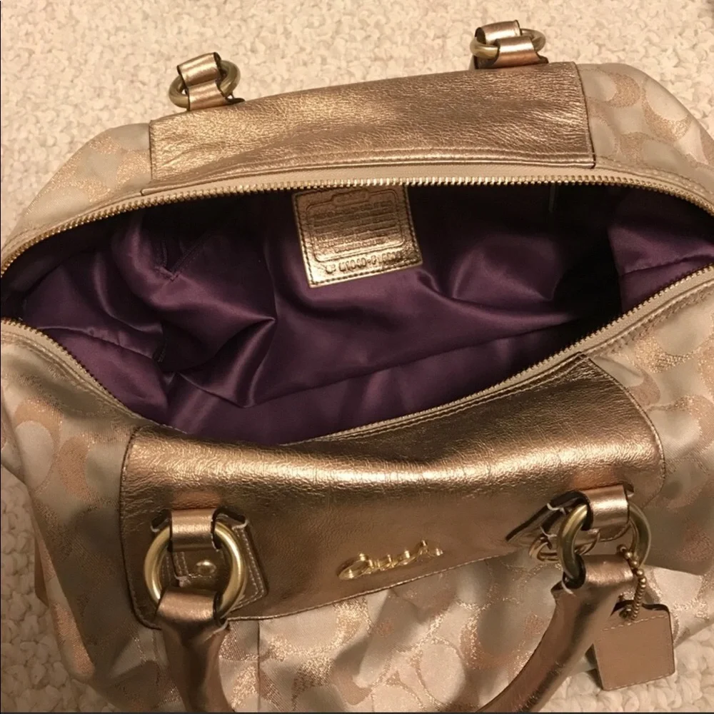 Beautiful Gold Coach Satchel Bag